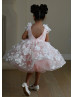 Pink Lace Tulle Pearl Embellished Tutu Flower Girl Dress